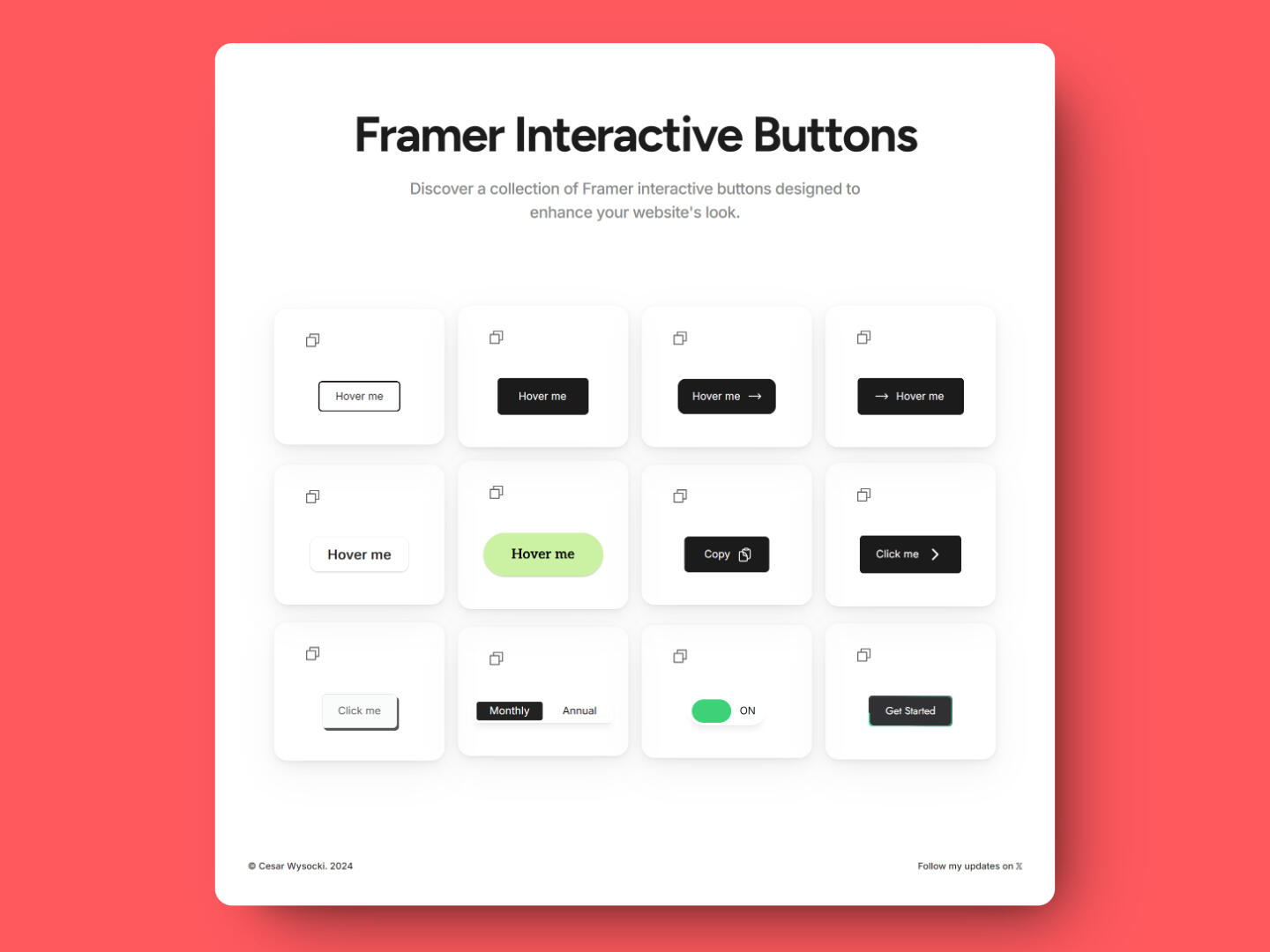 Framer Interactive Buttons mockup